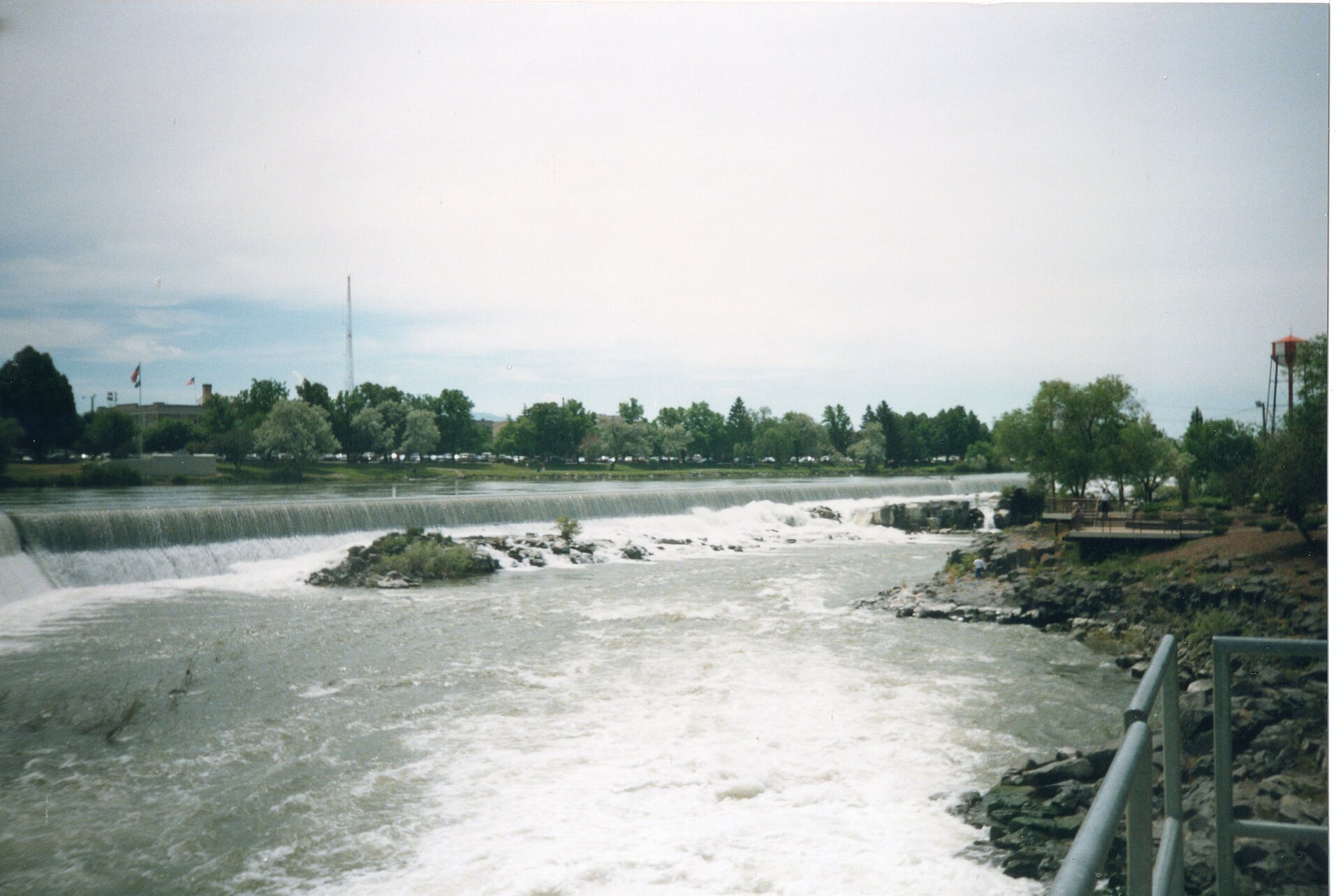 Wide view of the Idaho Falls weir