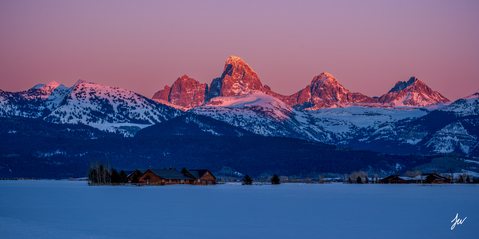 Tetons at alpenglow